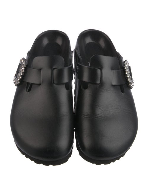 Manolo Blahnik x Birkenstock Leather Crystal Embellishments Mules