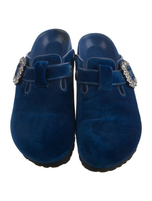 Manolo Blahnik x Birkenstock Velvet Crystal Embellishments Mules