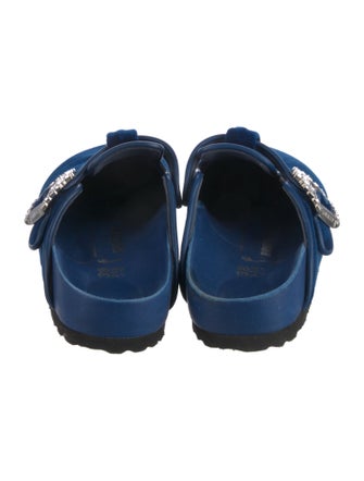 Manolo Blahnik x Birkenstock Velvet Crystal Embellishments Mules
