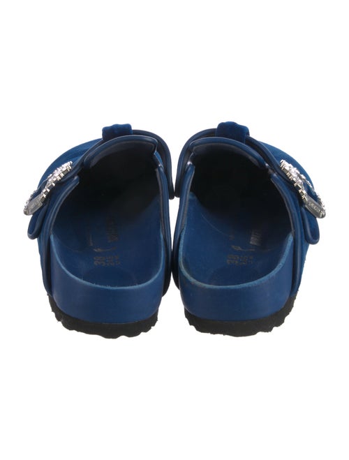 Manolo Blahnik x Birkenstock Velvet Crystal Embellishments Mules