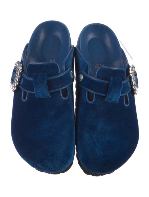 Manolo Blahnik x Birkenstock Velvet Crystal Embellishments Mules