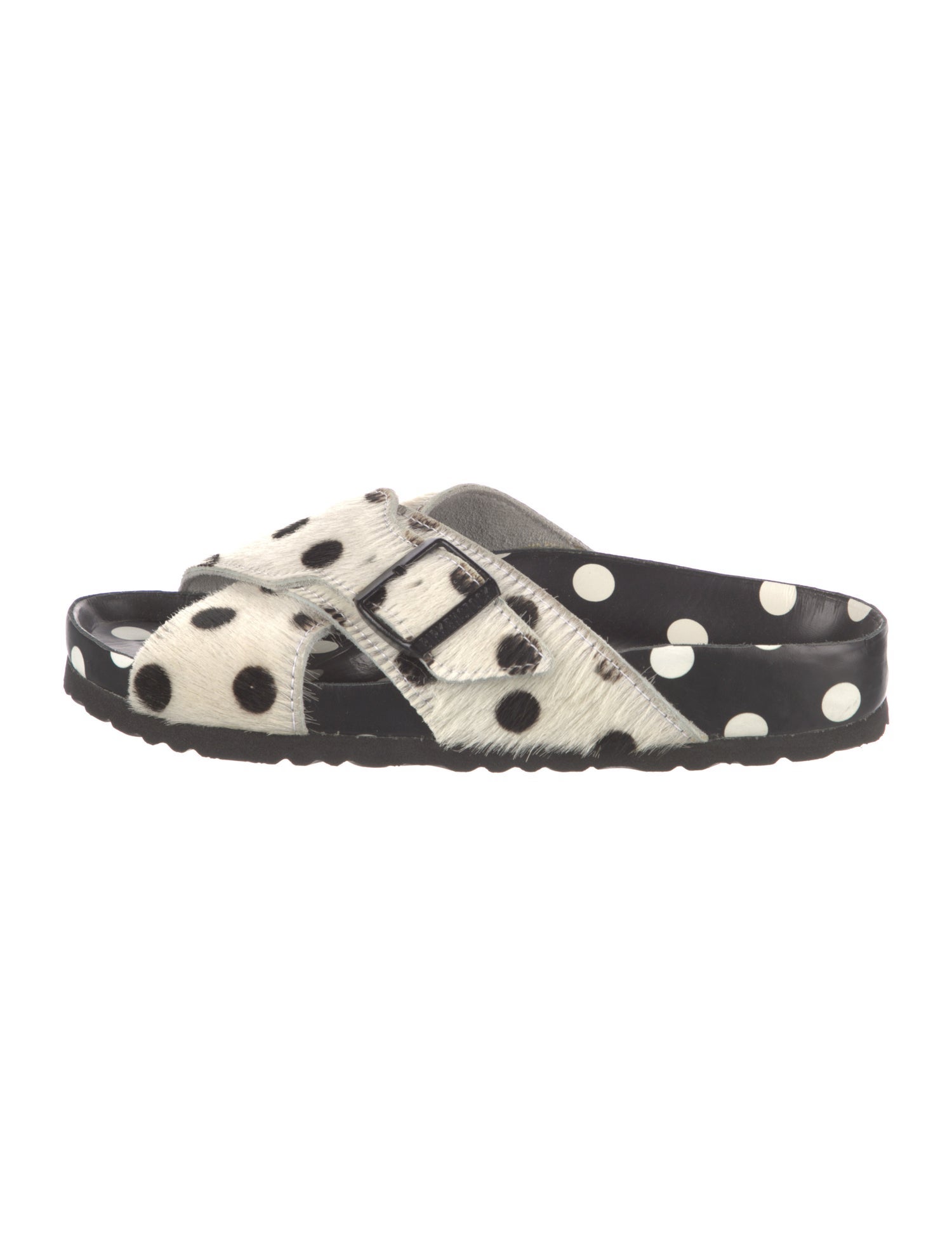 Manolo Blahnik x Birkenstock Ponyhair Polka Dot Print Slides