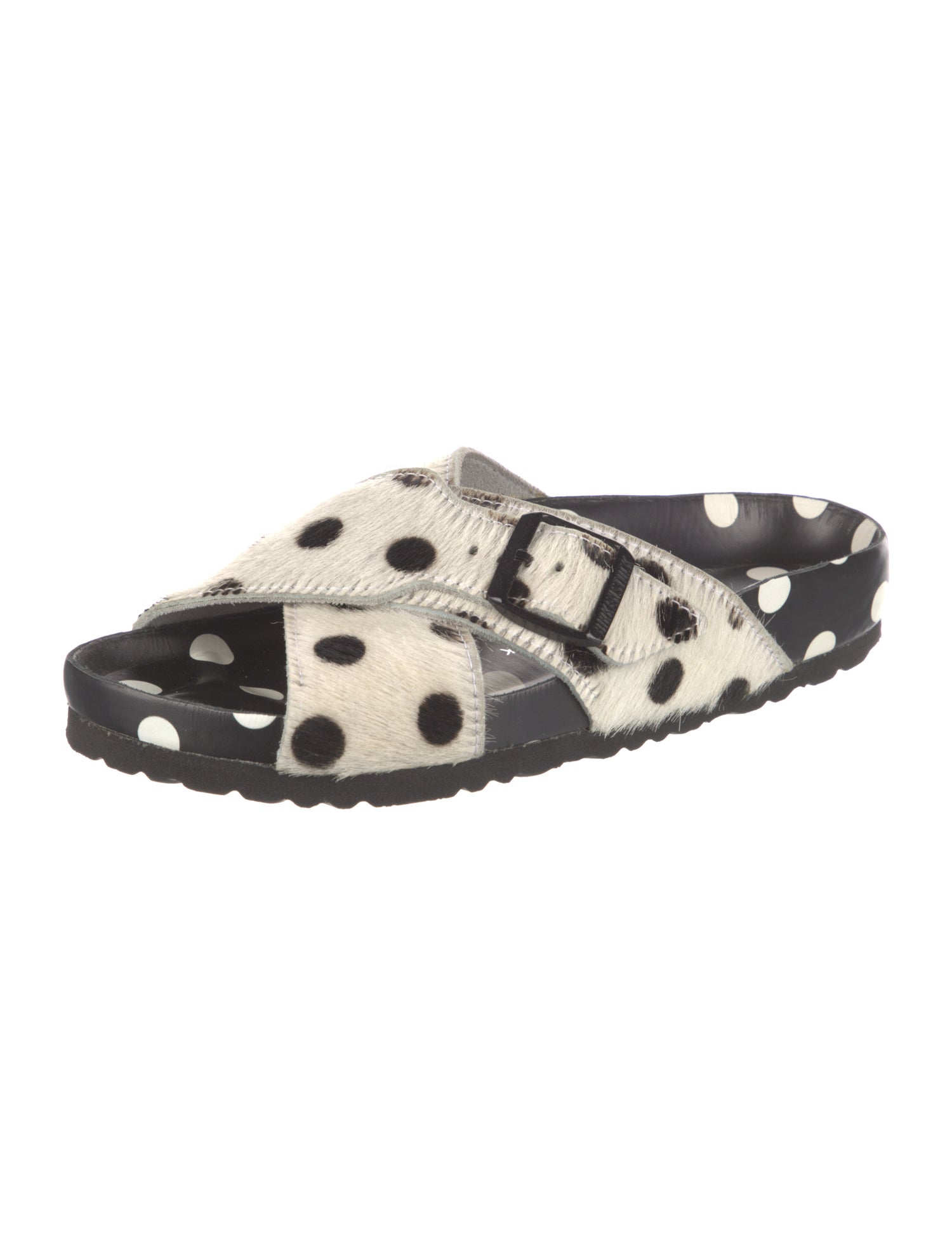 Manolo Blahnik x Birkenstock Ponyhair Polka Dot Print Slides