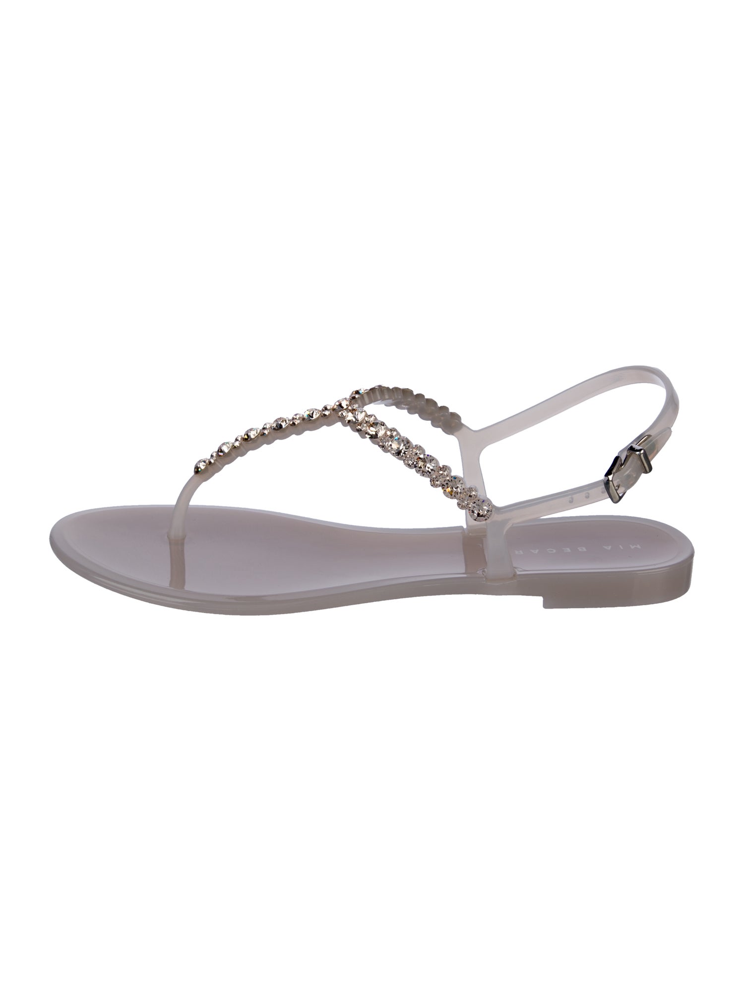 Mia Becar PVC Crystal Embellishments T-Strap Sandals