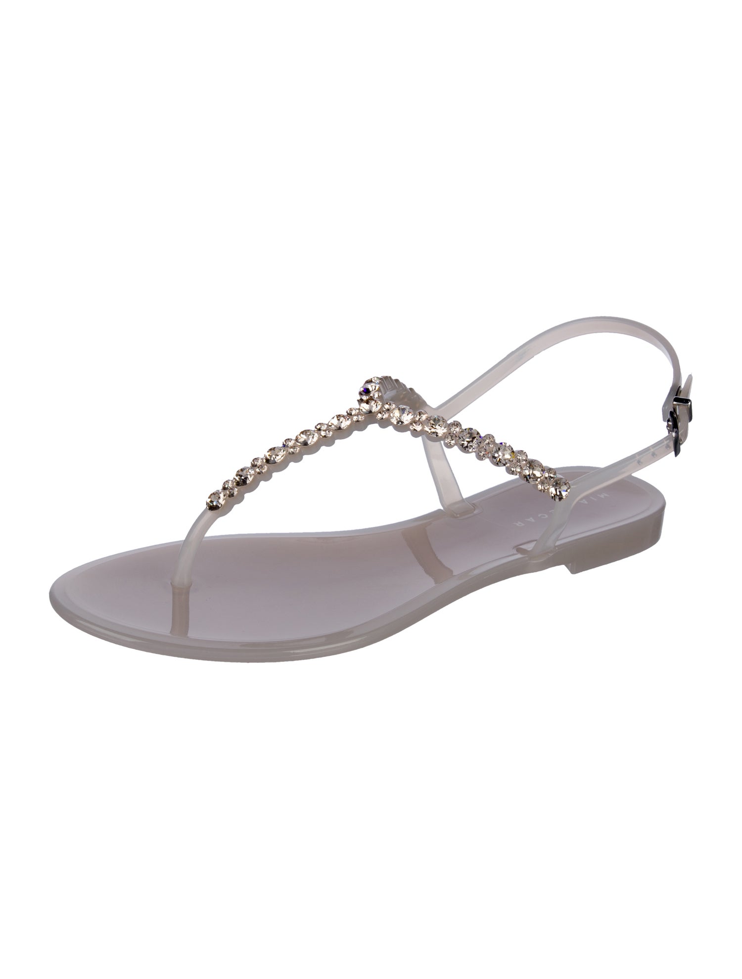 Mia Becar PVC Crystal Embellishments T-Strap Sandals