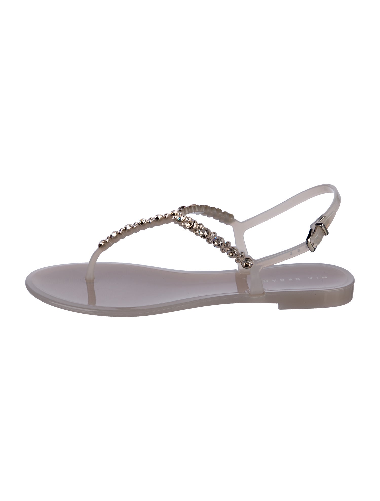 Mia Becar PVC Crystal Embellishments T-Strap Sandals