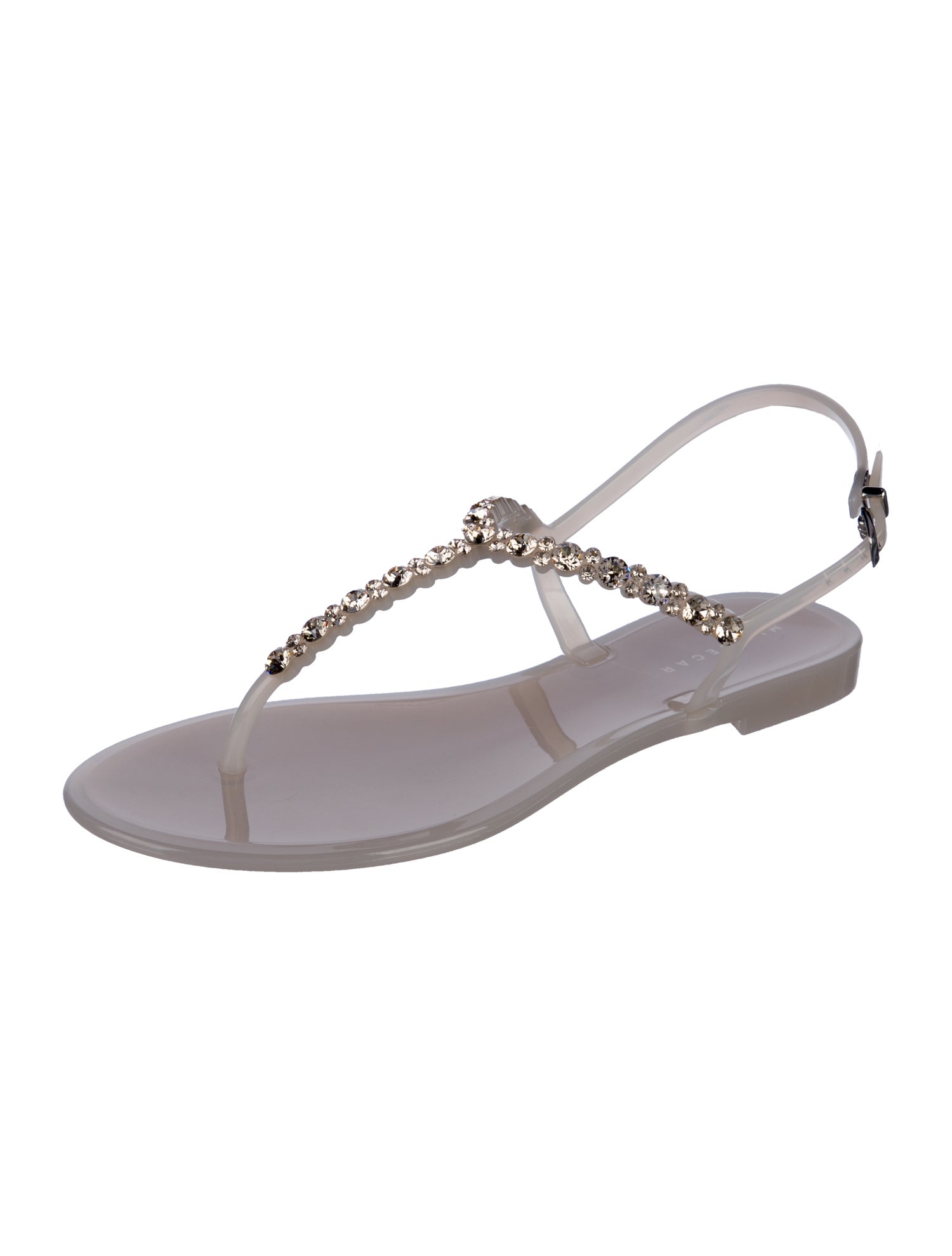 Mia Becar PVC Crystal Embellishments T-Strap Sandals