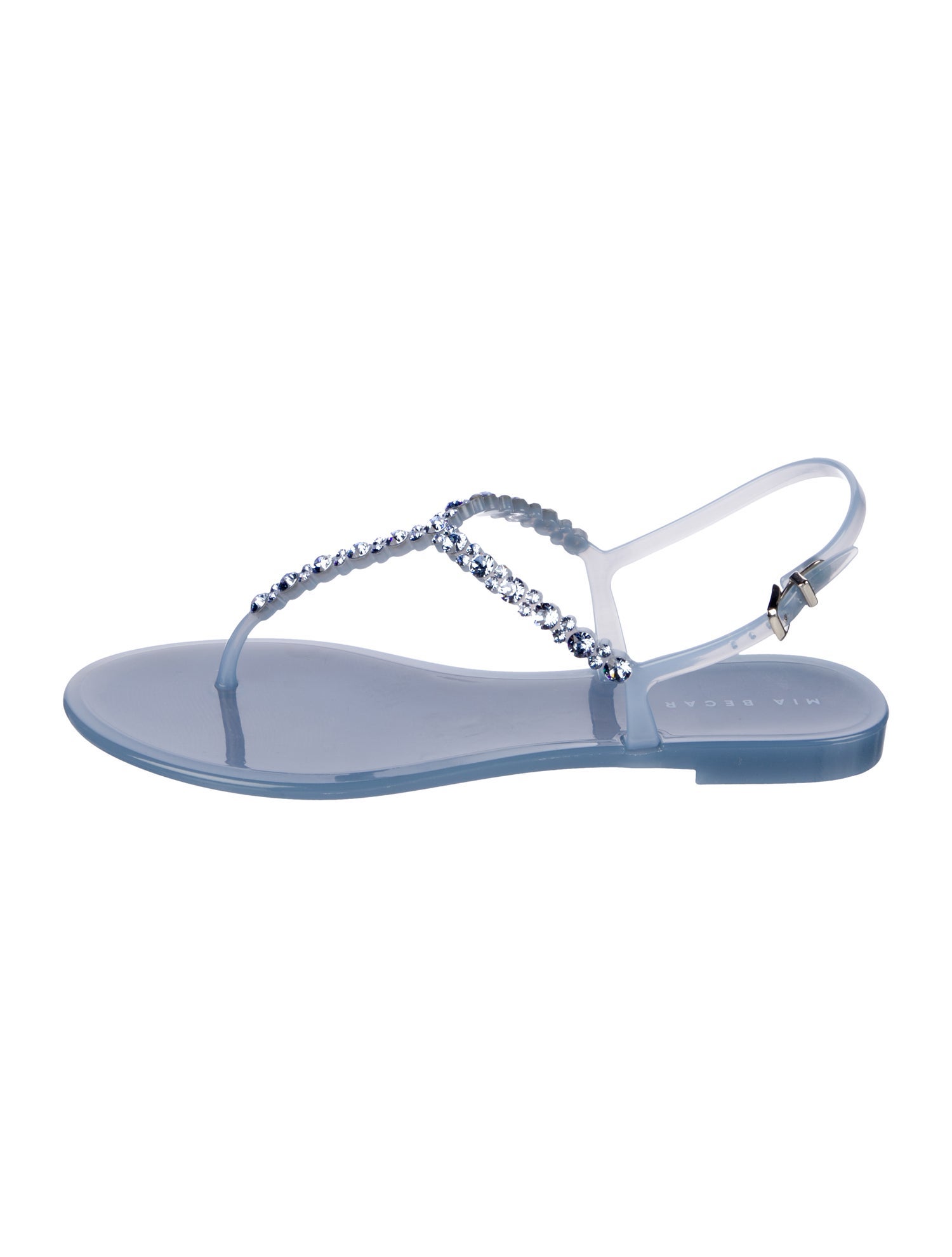 Mia Becar PVC Crystal Embellishments T-Strap Sandals