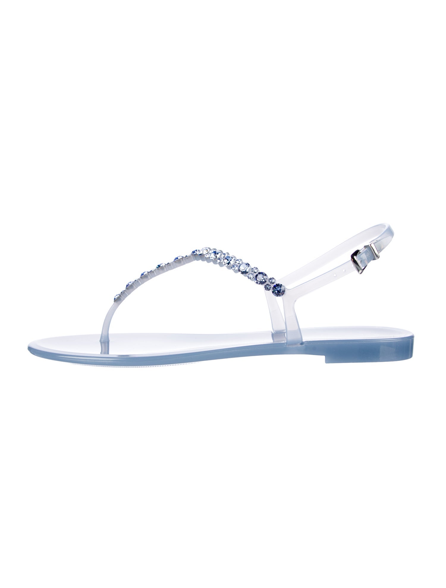 Mia Becar PVC Crystal Embellishments T-Strap Sandals