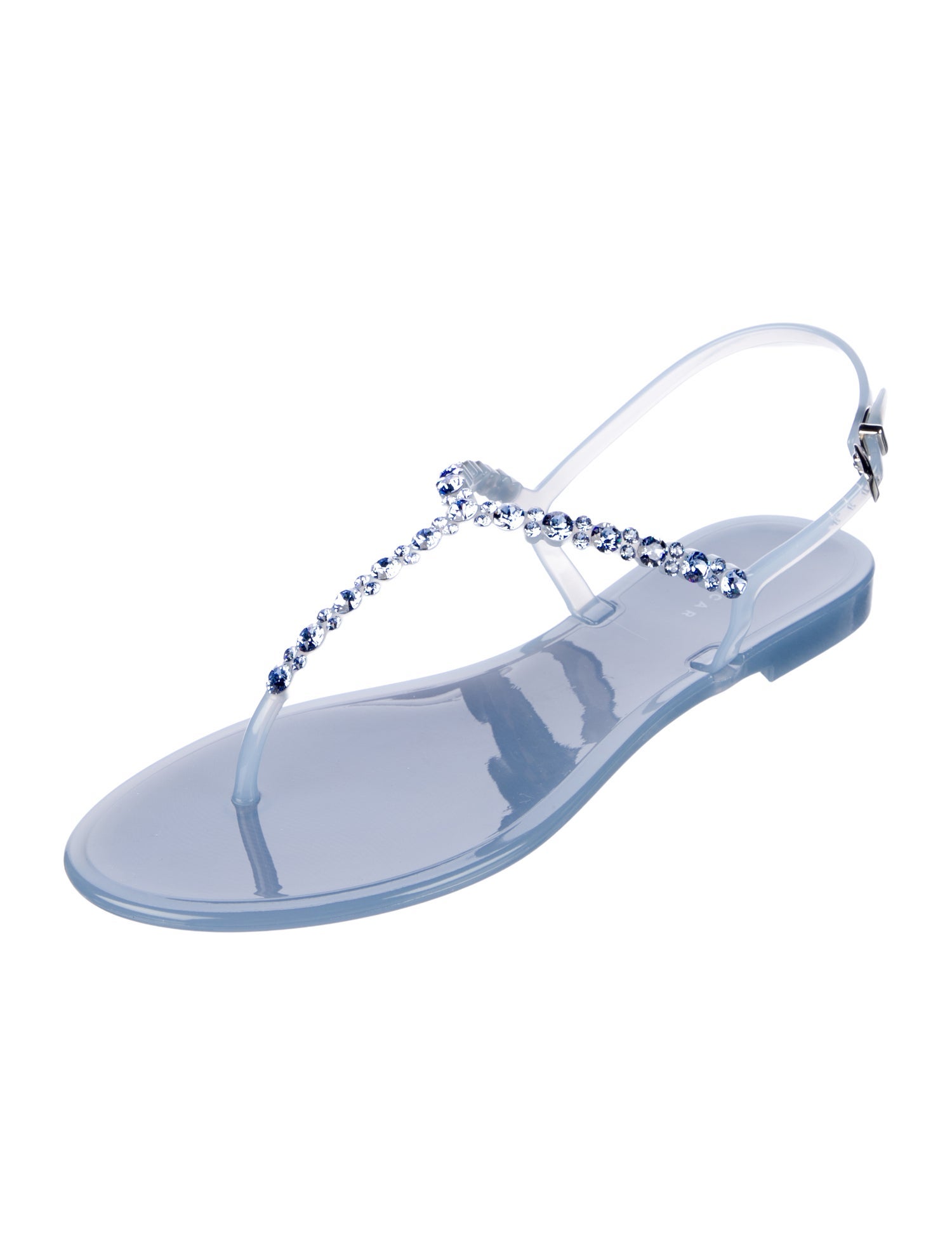 Mia Becar PVC Crystal Embellishments T-Strap Sandals