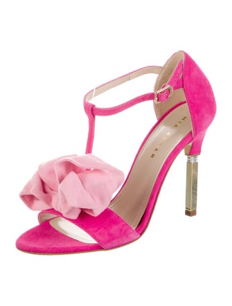 Mia Becar Suede Bow Accents T-Strap Sandals