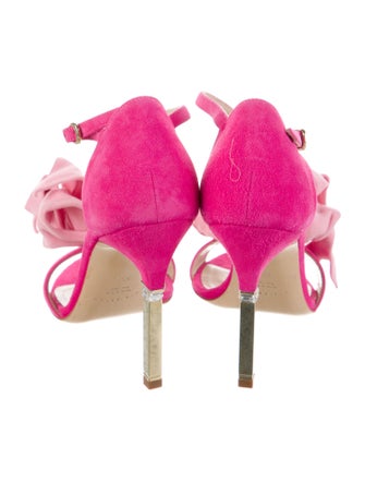 Mia Becar Suede Bow Accents T-Strap Sandals