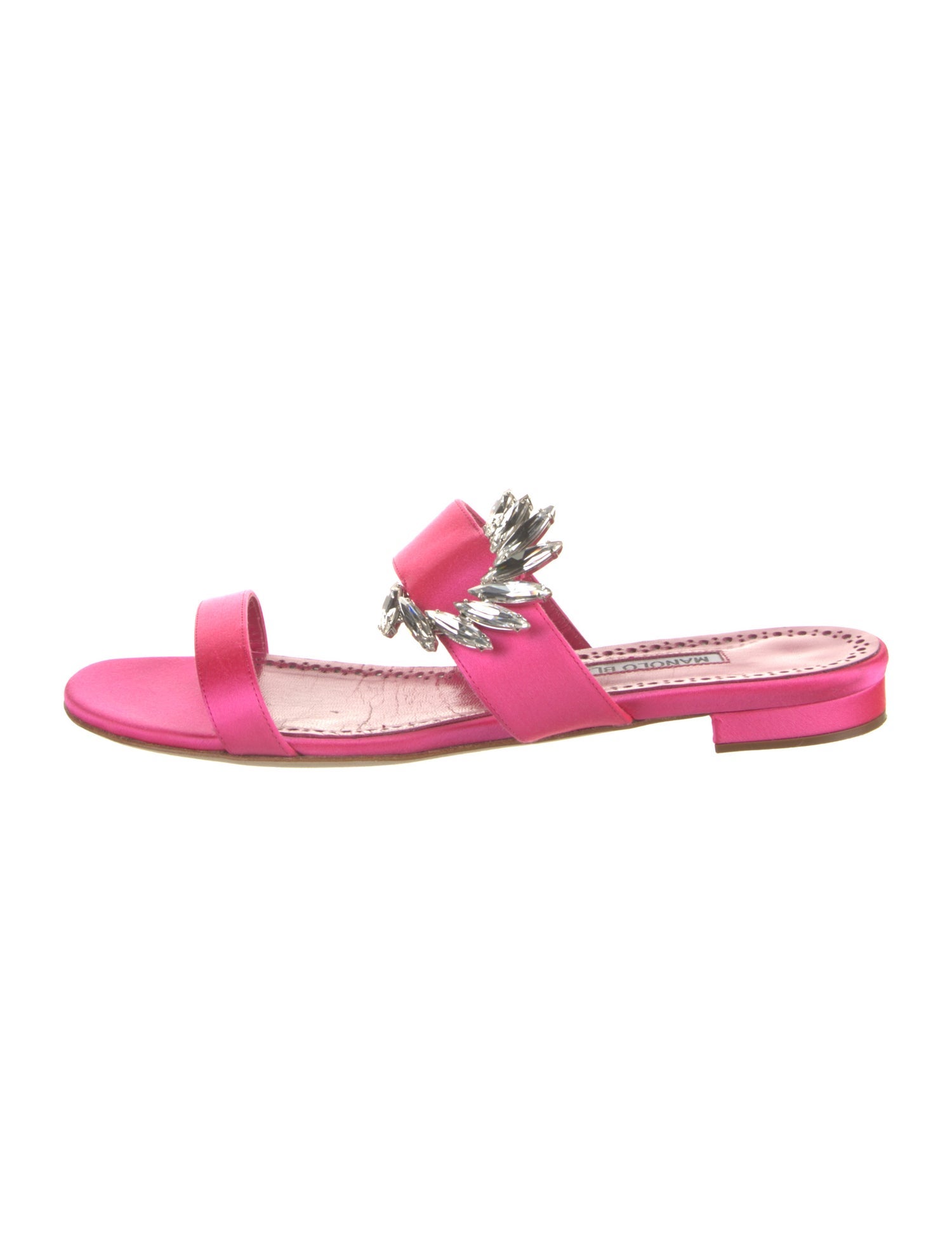 Manolo Blahnik x Rihanna Satin Crystal Embellishments Slides