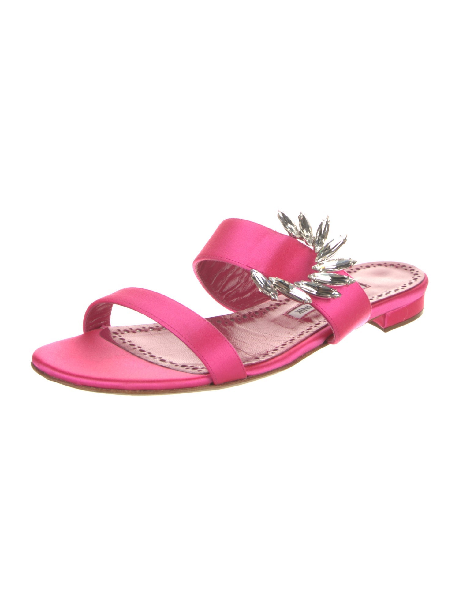 Manolo Blahnik x Rihanna Satin Crystal Embellishments Slides