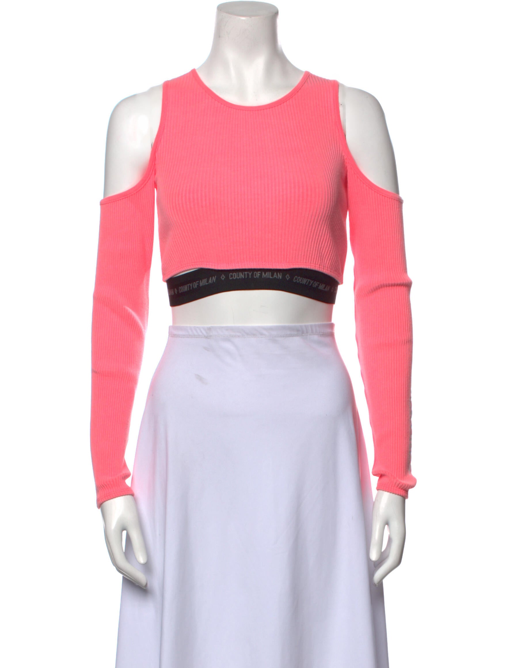 Marcelo Burlon Crew Neck Long Sleeve Crop Top