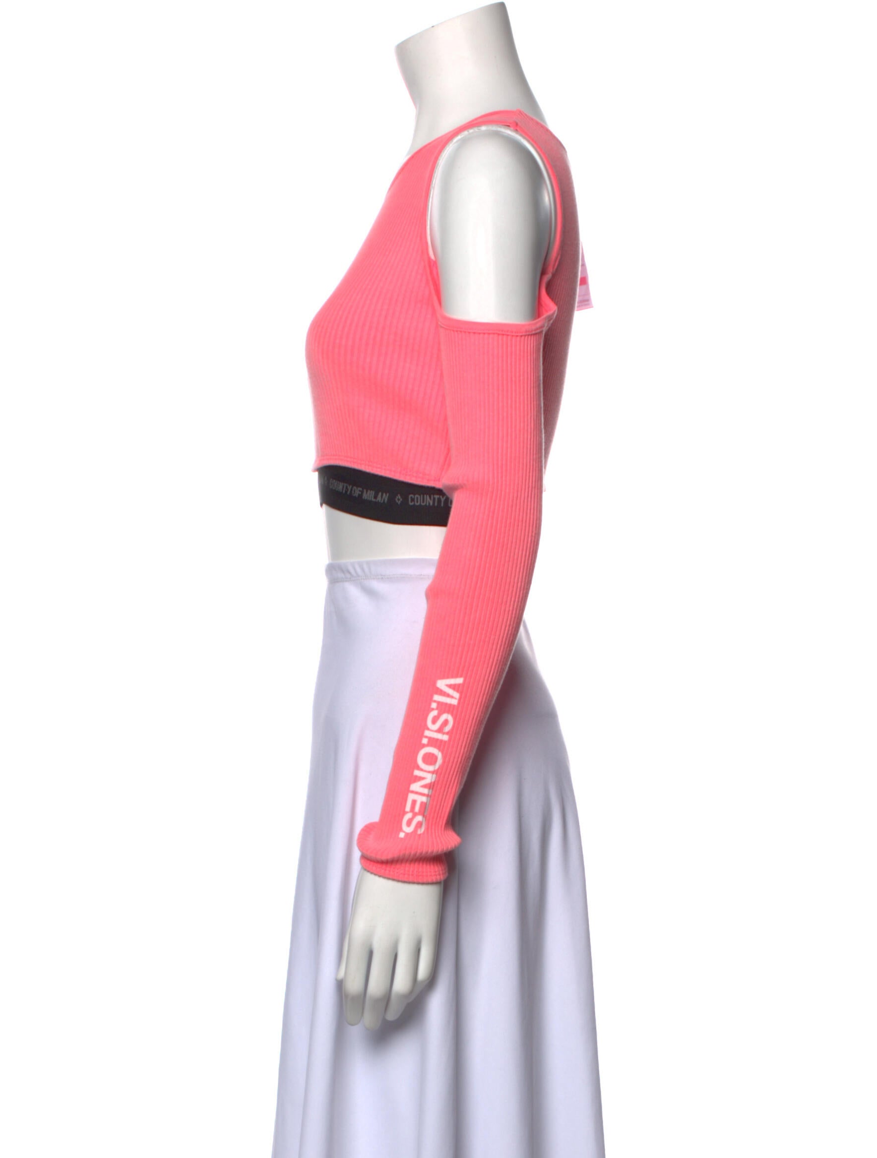 Marcelo Burlon Crew Neck Long Sleeve Crop Top