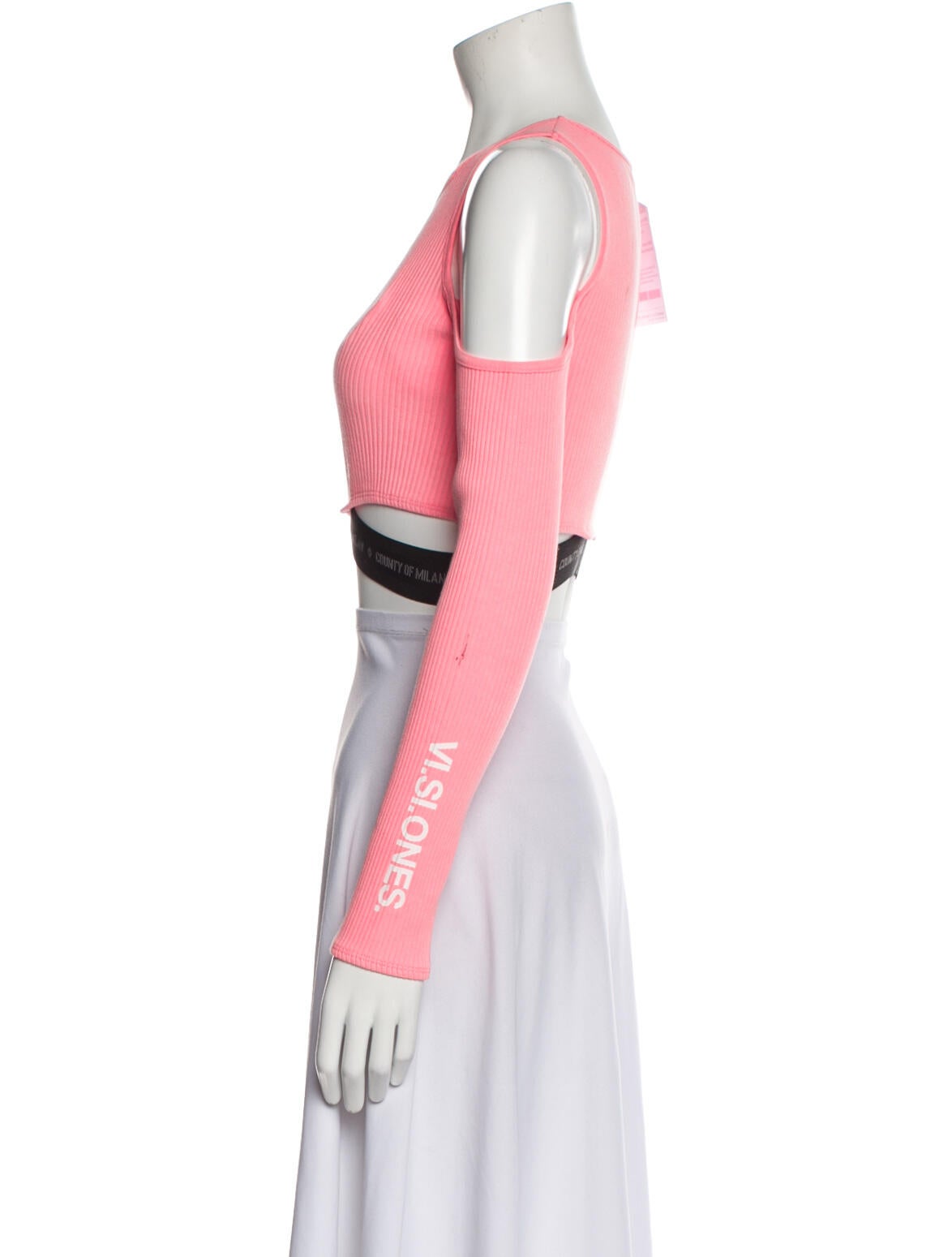 Marcelo Burlon Scoop Neck Long Sleeve Crop Top