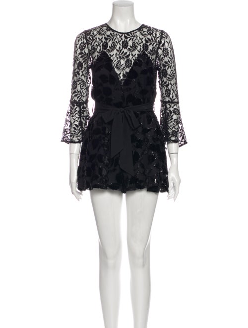 Alice McCall Lace Pattern Crew Neck Romper Black