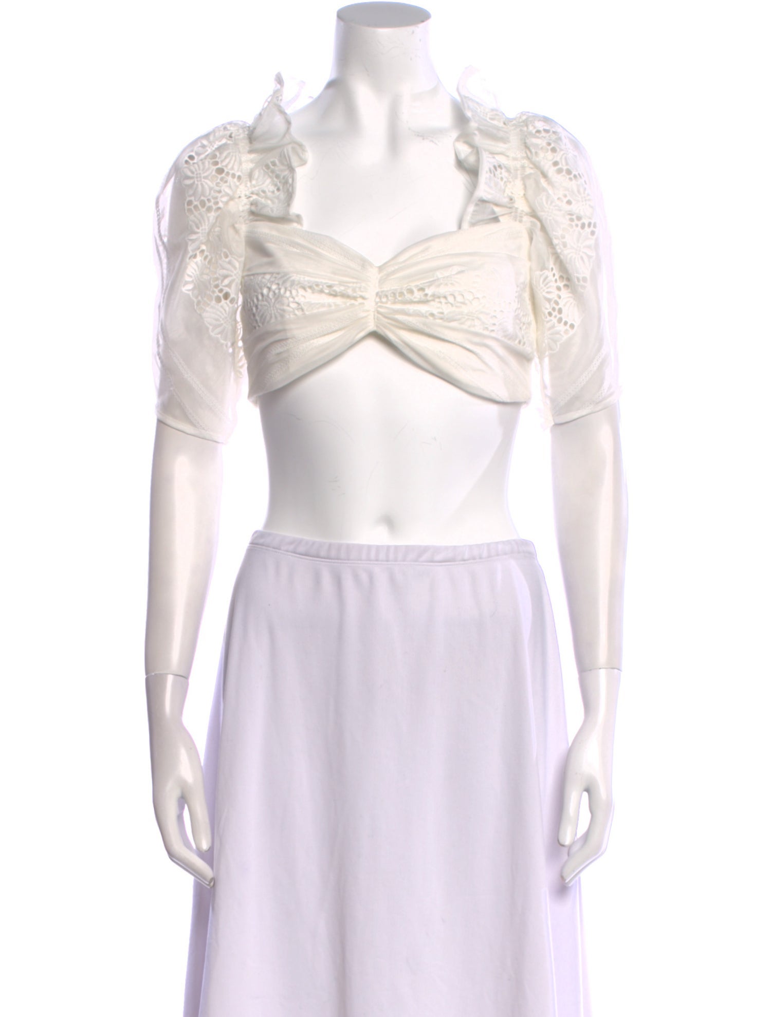 Alice McCall Square Neckline Three-Quarter Sleeve Crop Top