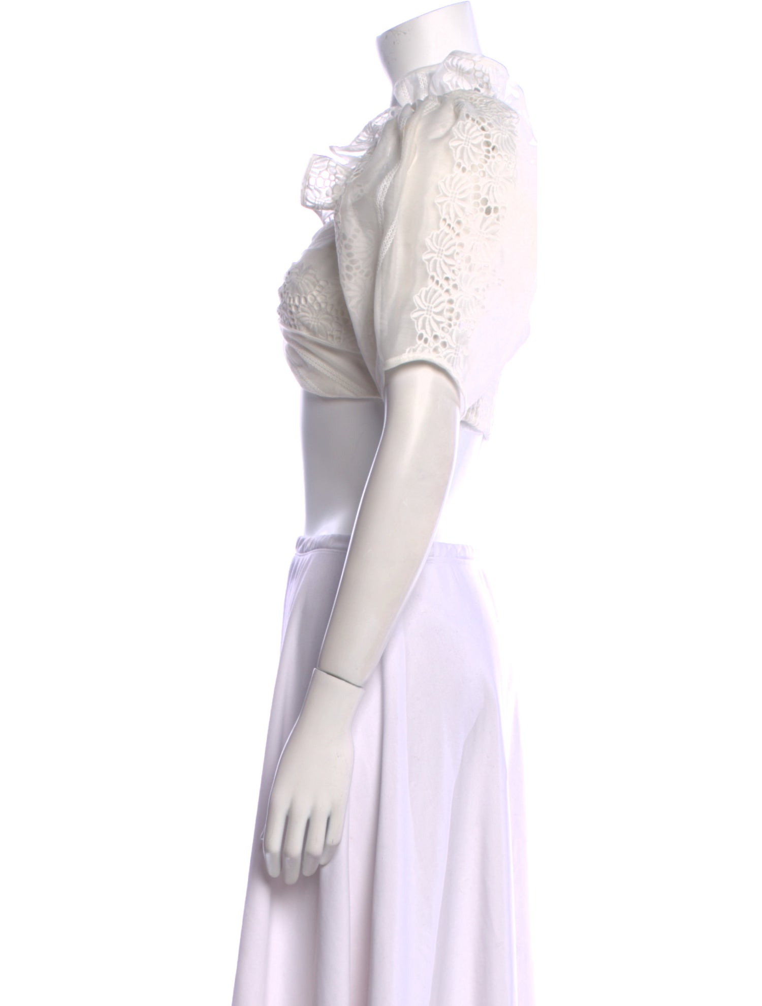 Alice McCall Square Neckline Three-Quarter Sleeve Crop Top