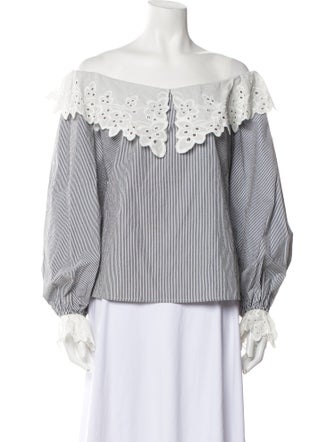 Alice McCall Striped Off-The-Shoulder Blouse