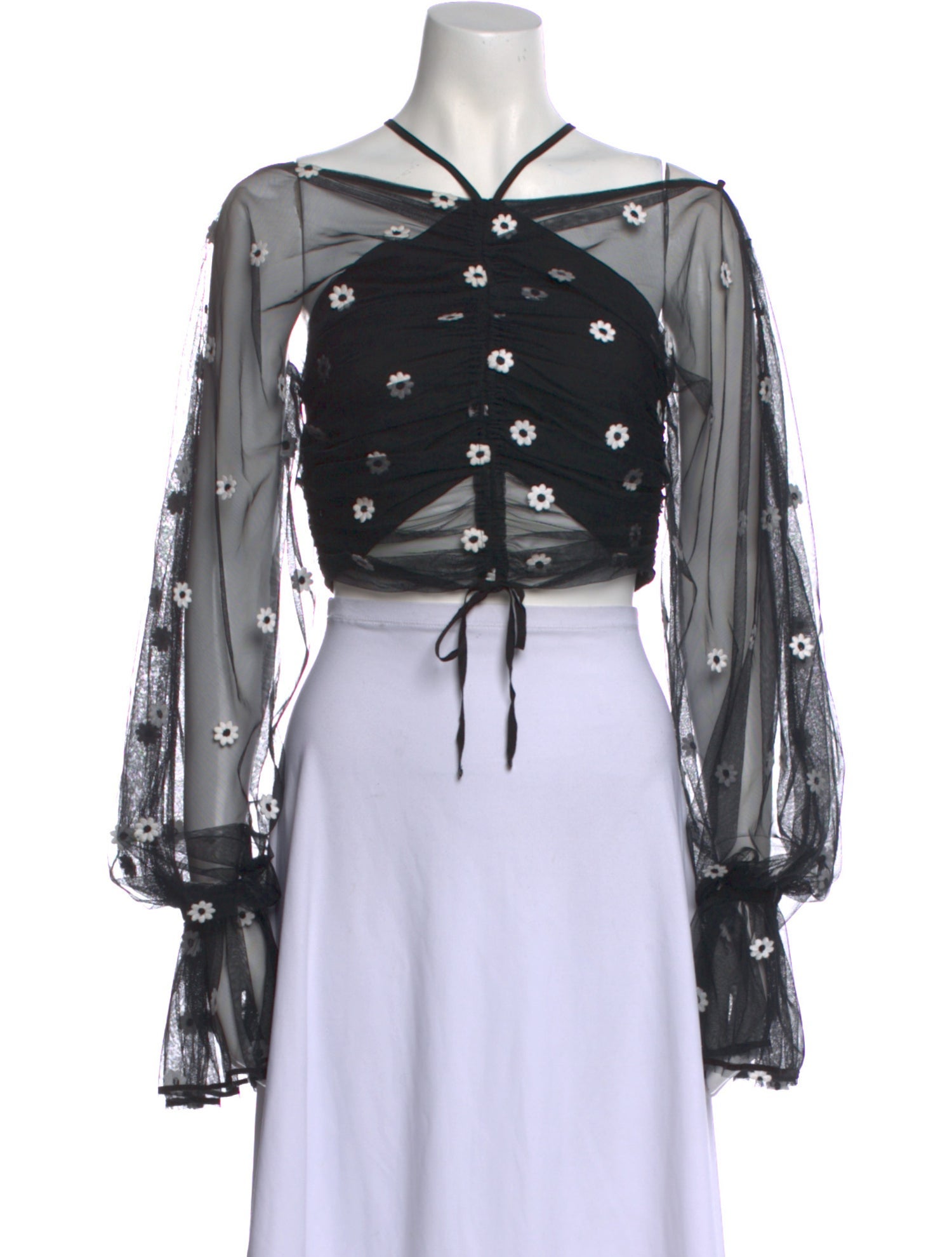 Alice McCall Floral Print Bateau Neckline Crop Top