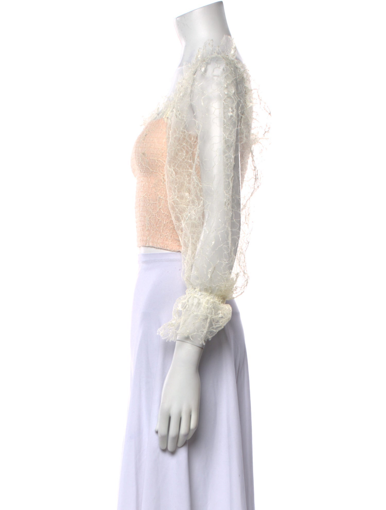 Alice McCall Square Neckline Three-Quarter Sleeve Crop Top