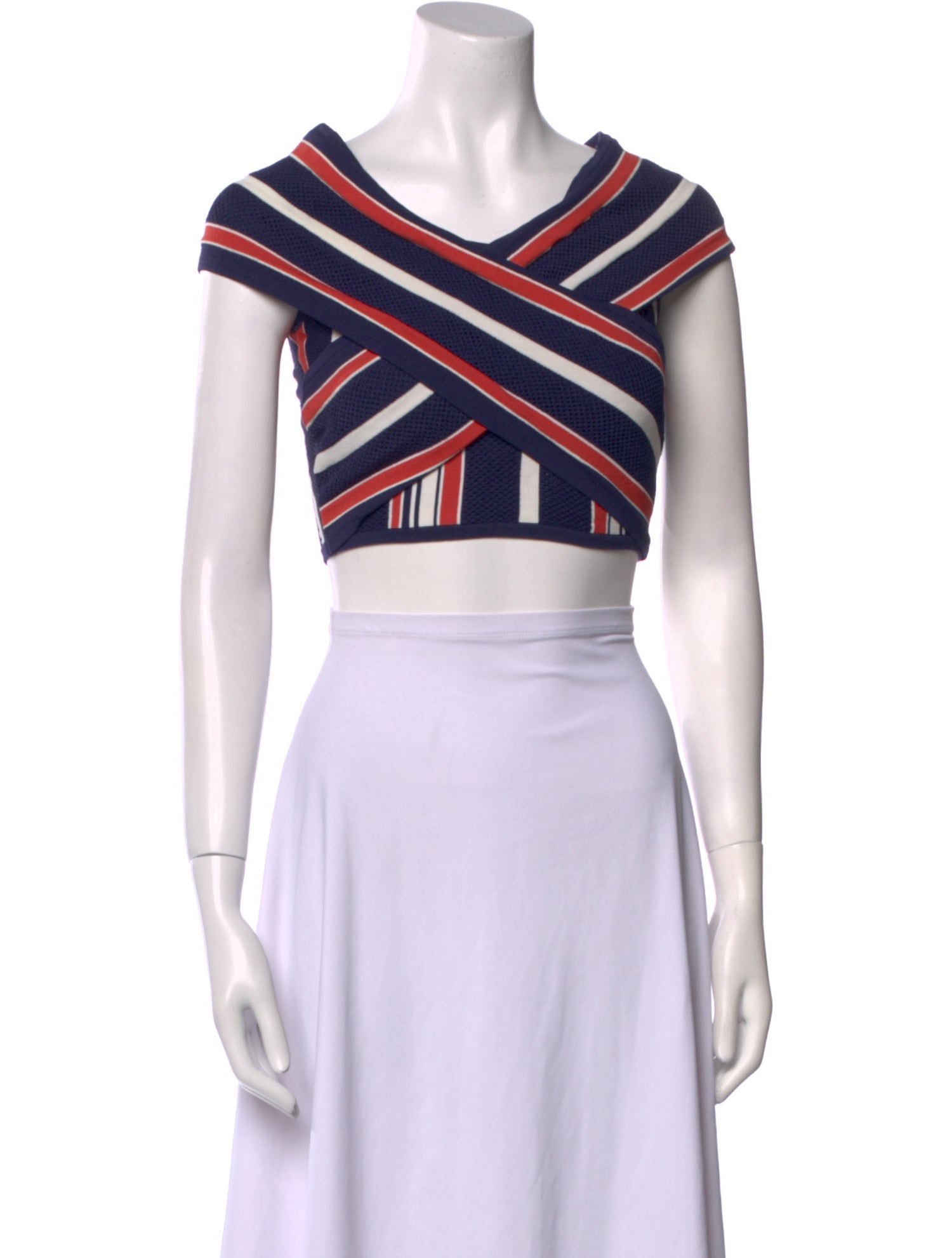 Alice McCall Striped Scoop Neck Crop Top