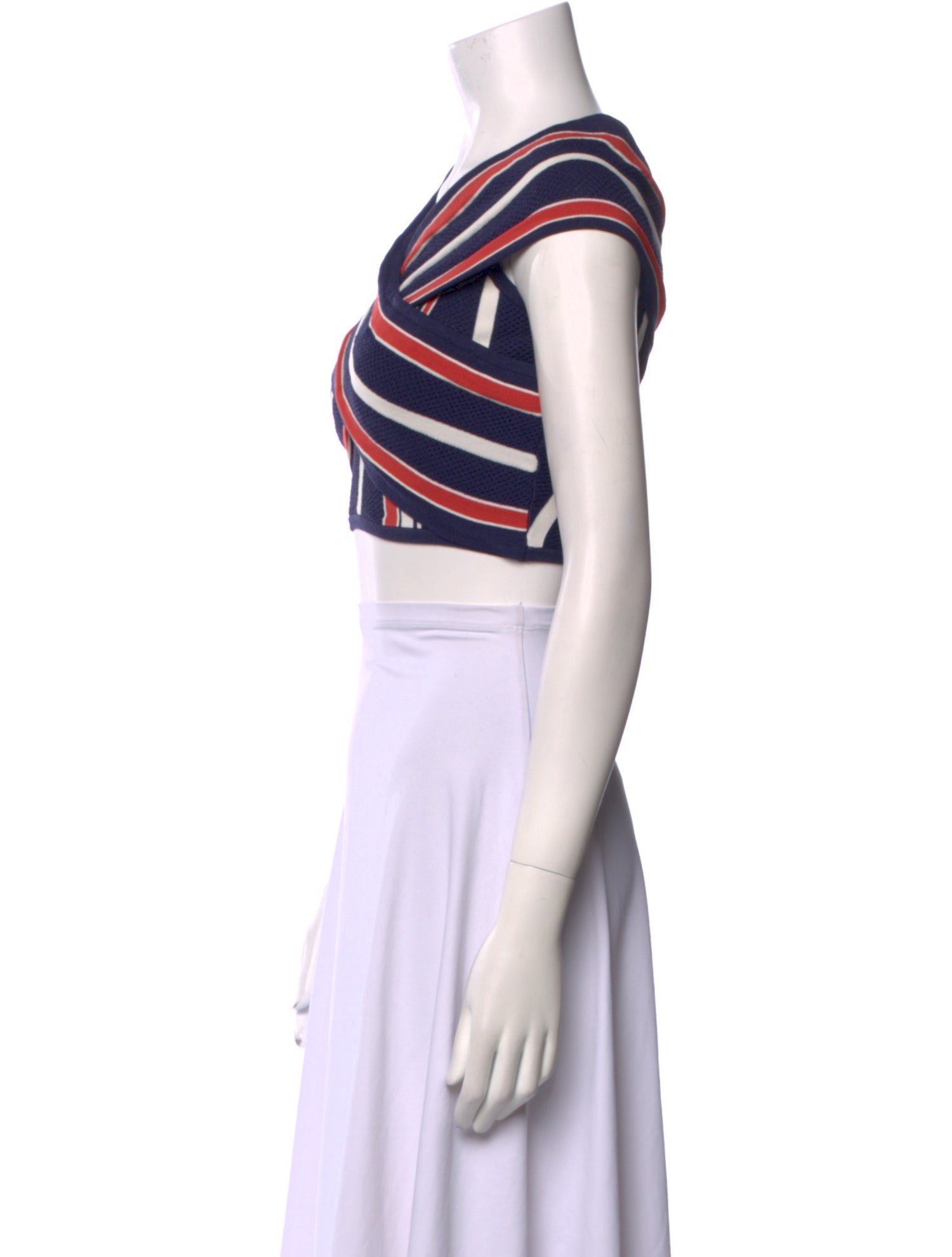 Alice McCall Striped Scoop Neck Crop Top