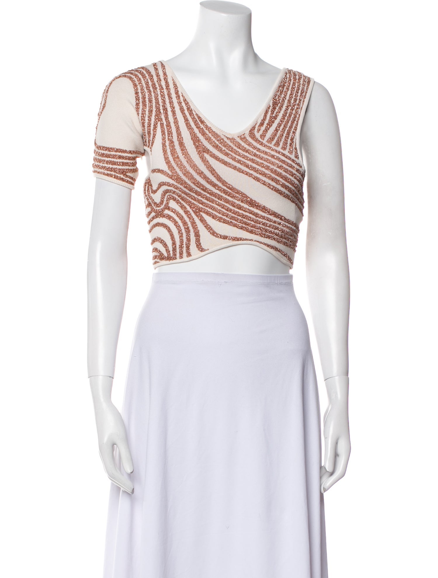 Alice McCall Striped V-Neck Crop Top