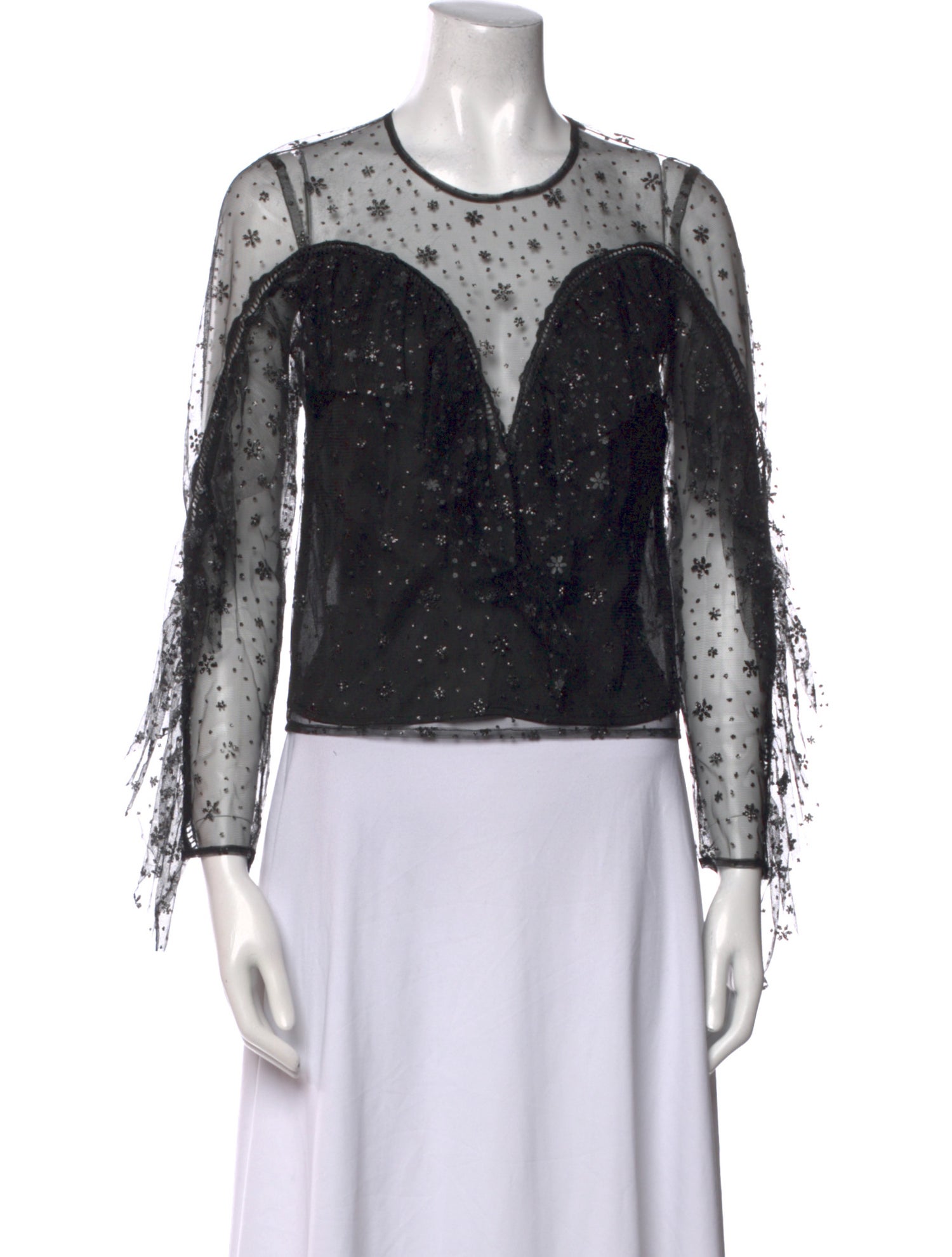 Alice McCall Lace Pattern Crew Neck Crop Top