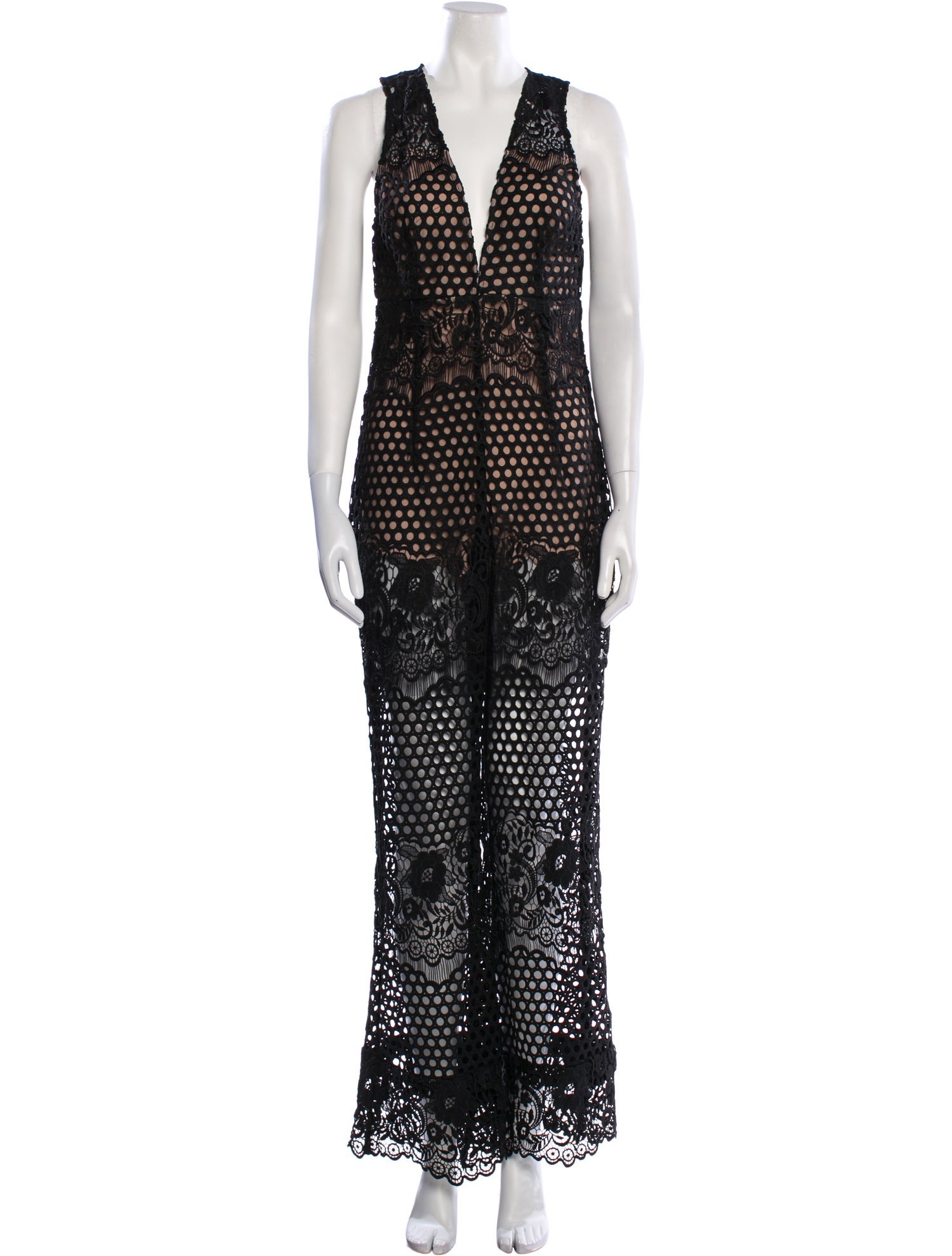 Alice McCall Lace Pattern Plunge Neckline Jumpsuit