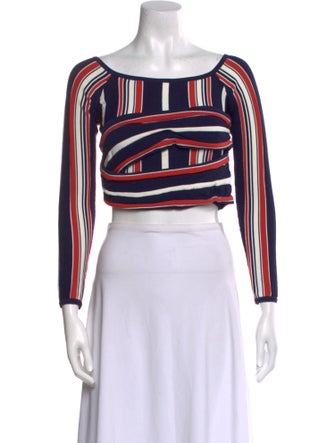 Alice McCall Striped Scoop Neck Crop Top