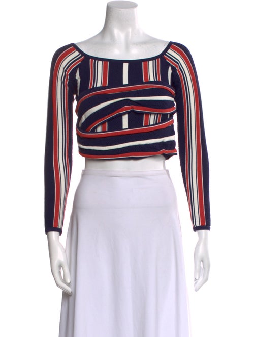 Alice McCall Striped Scoop Neck Crop Top
