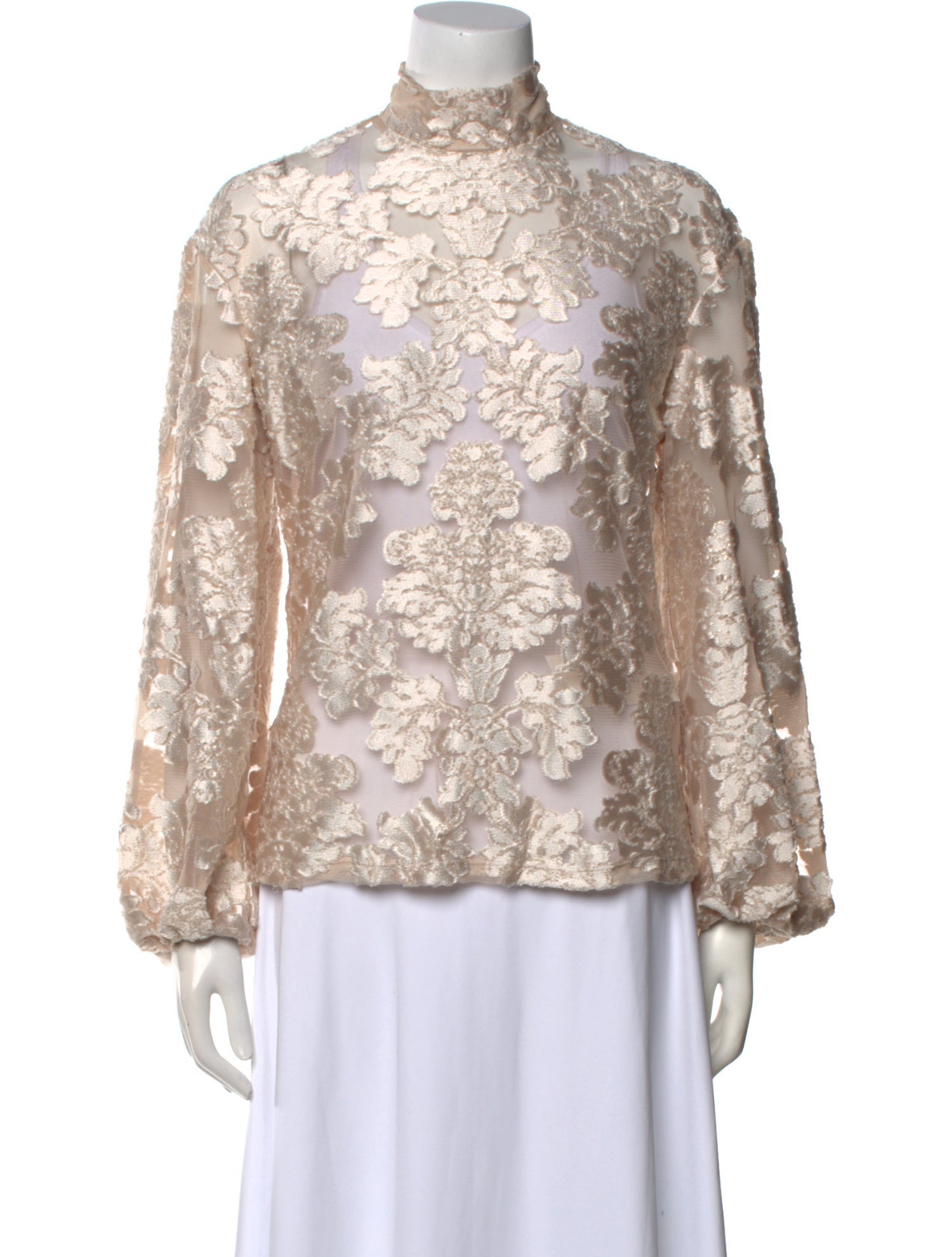Alice McCall Lace Pattern Mock Neck Blouse