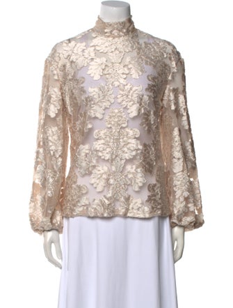Alice McCall Lace Pattern Mock Neck Blouse