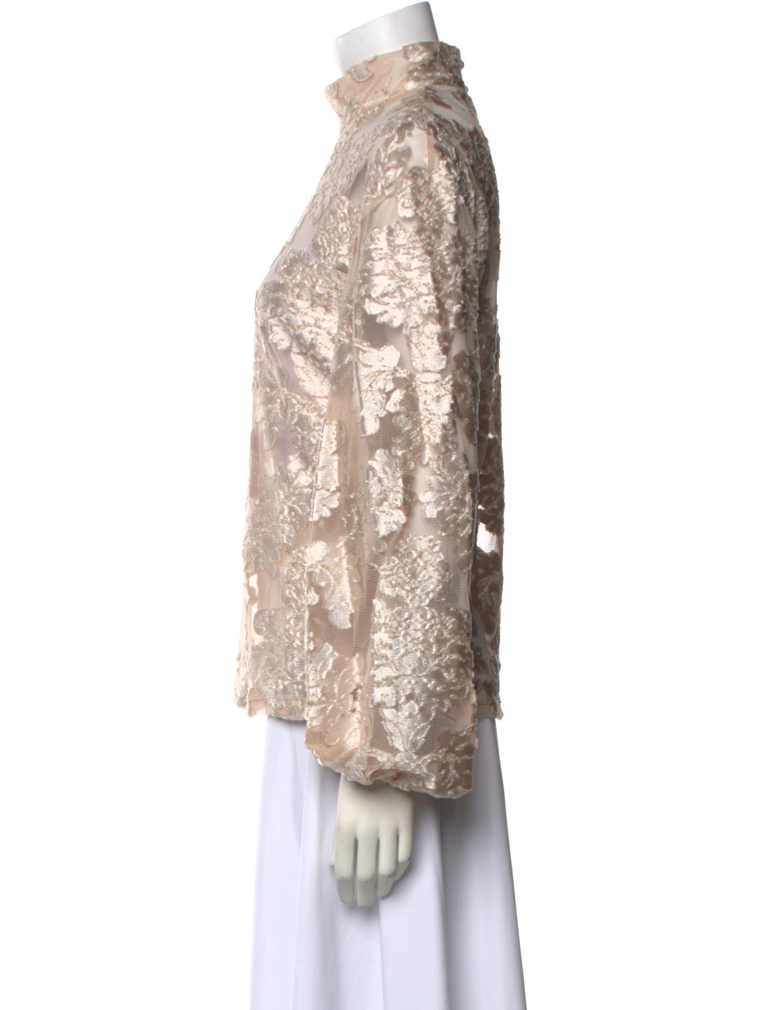 Alice McCall Lace Pattern Mock Neck Blouse