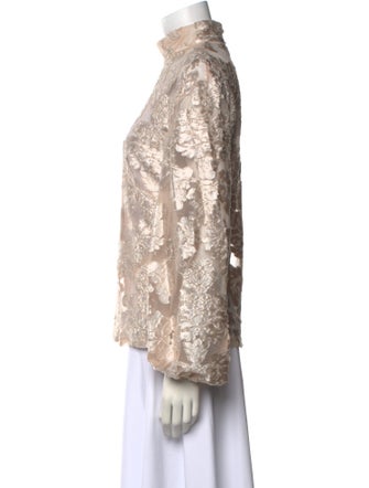 Alice McCall Lace Pattern Mock Neck Blouse