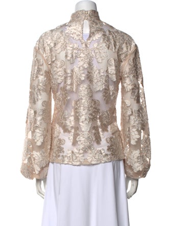 Alice McCall Lace Pattern Mock Neck Blouse