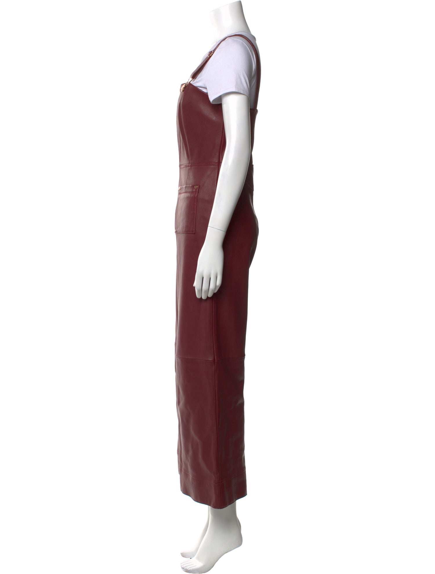 Alice McCall Lamb Leather Square Neckline Jumpsuit
