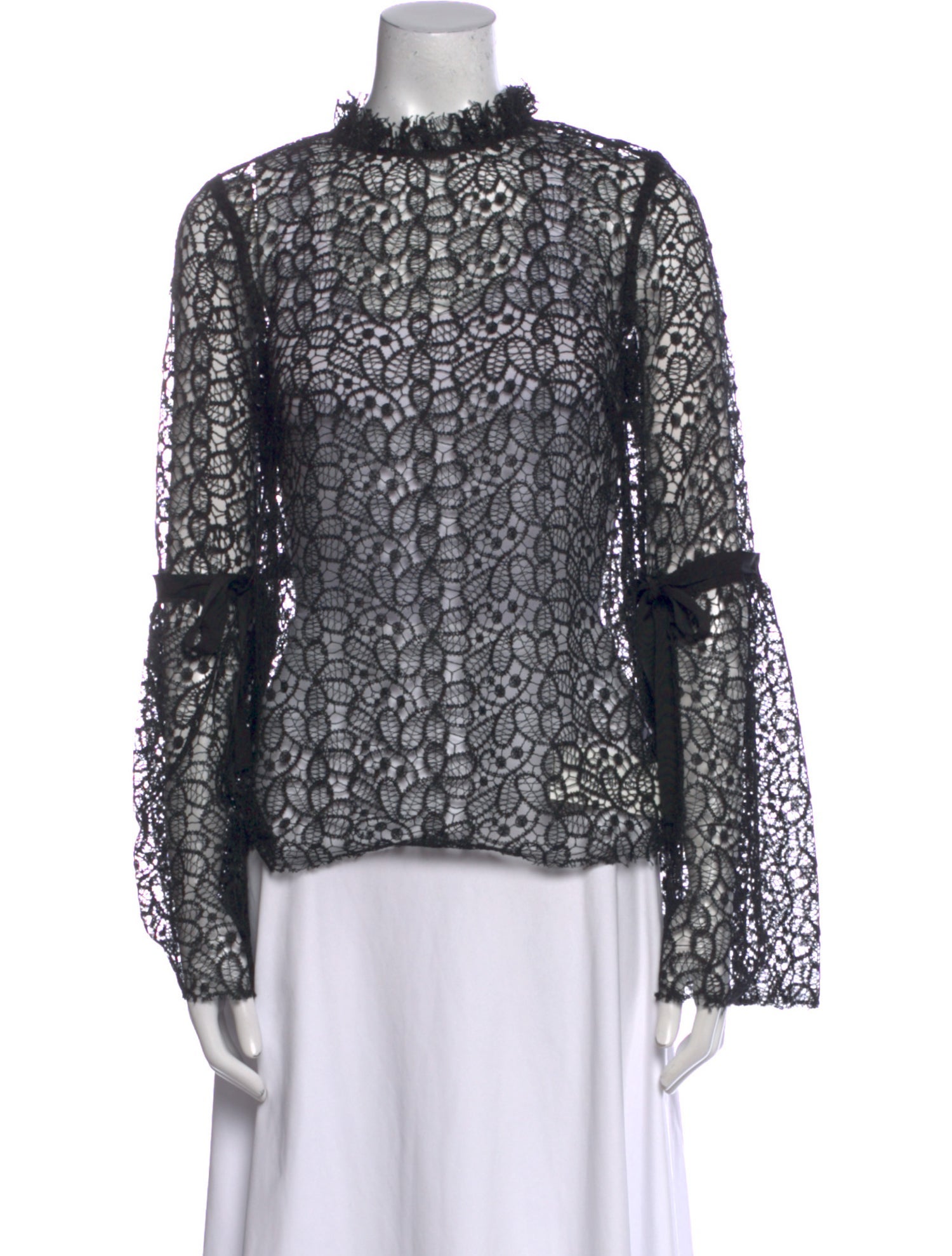 Alice McCall Lace Pattern Mock Neck Blouse