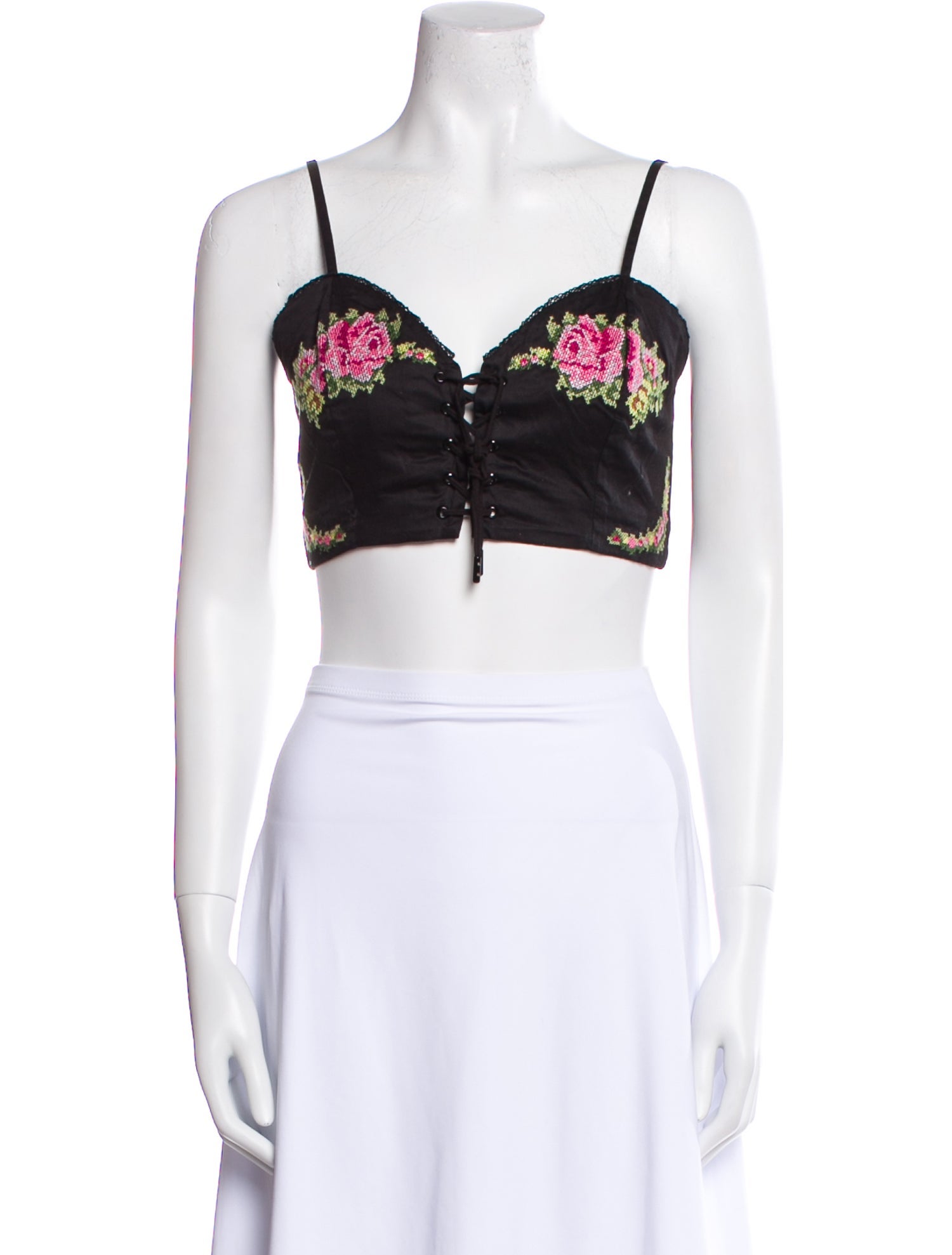 Alice McCall Floral Print Square Neckline Crop Top