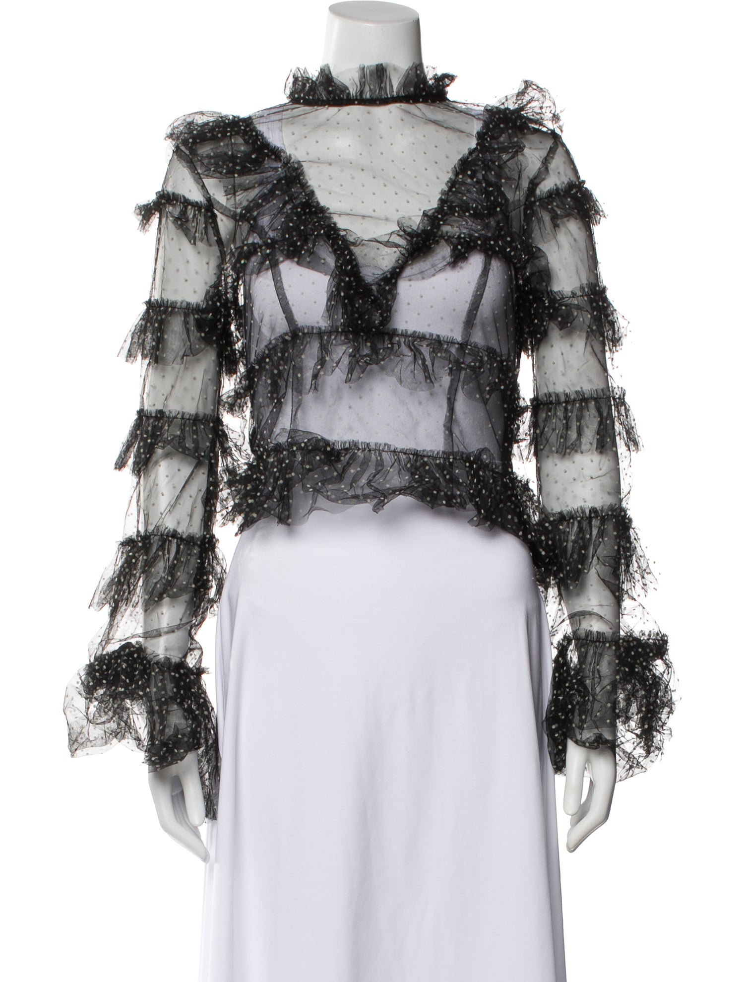 Alice McCall Polka Dot Print Mock Neck Blouse