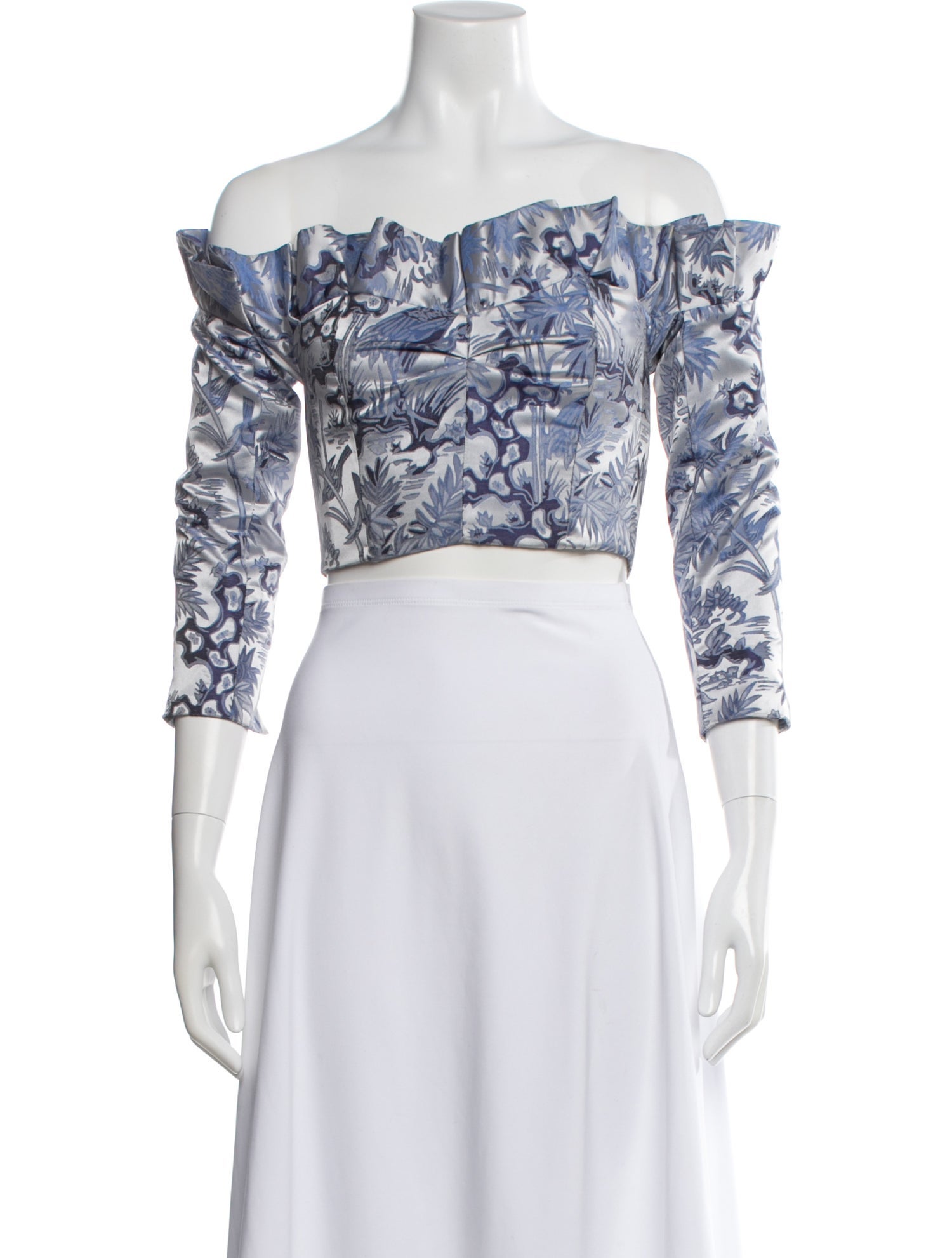 Alice McCall Floral Print Off-The-Shoulder Crop Top