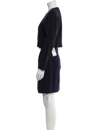 Mouche Pleated Accents Skirt Suit