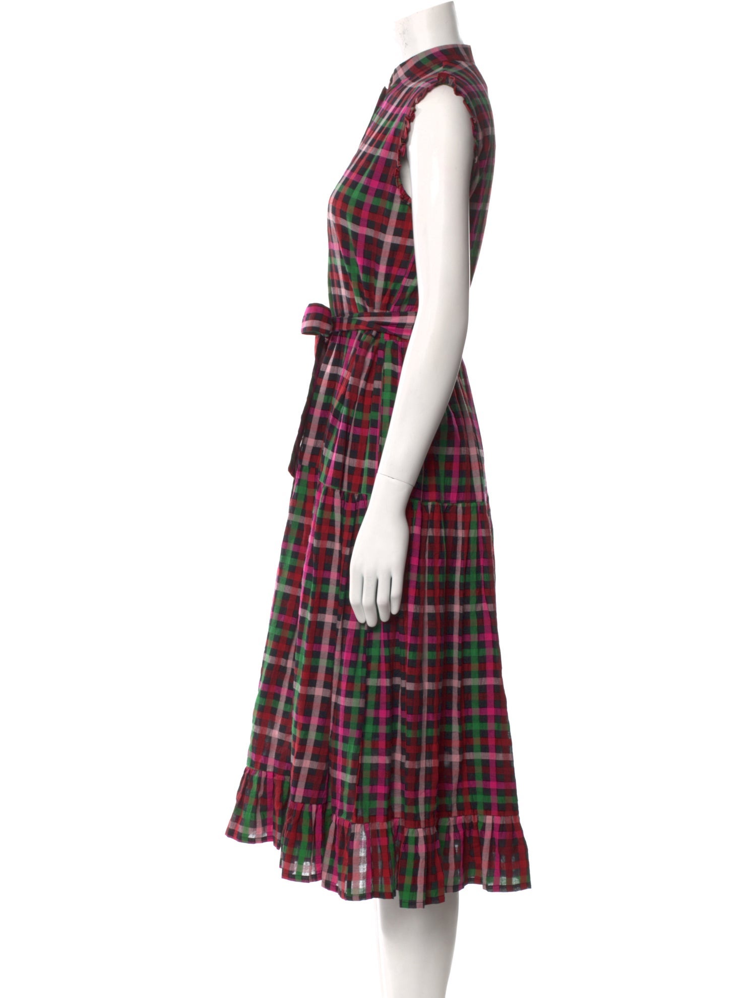 Mii Collection Plaid Print Midi Length Dress