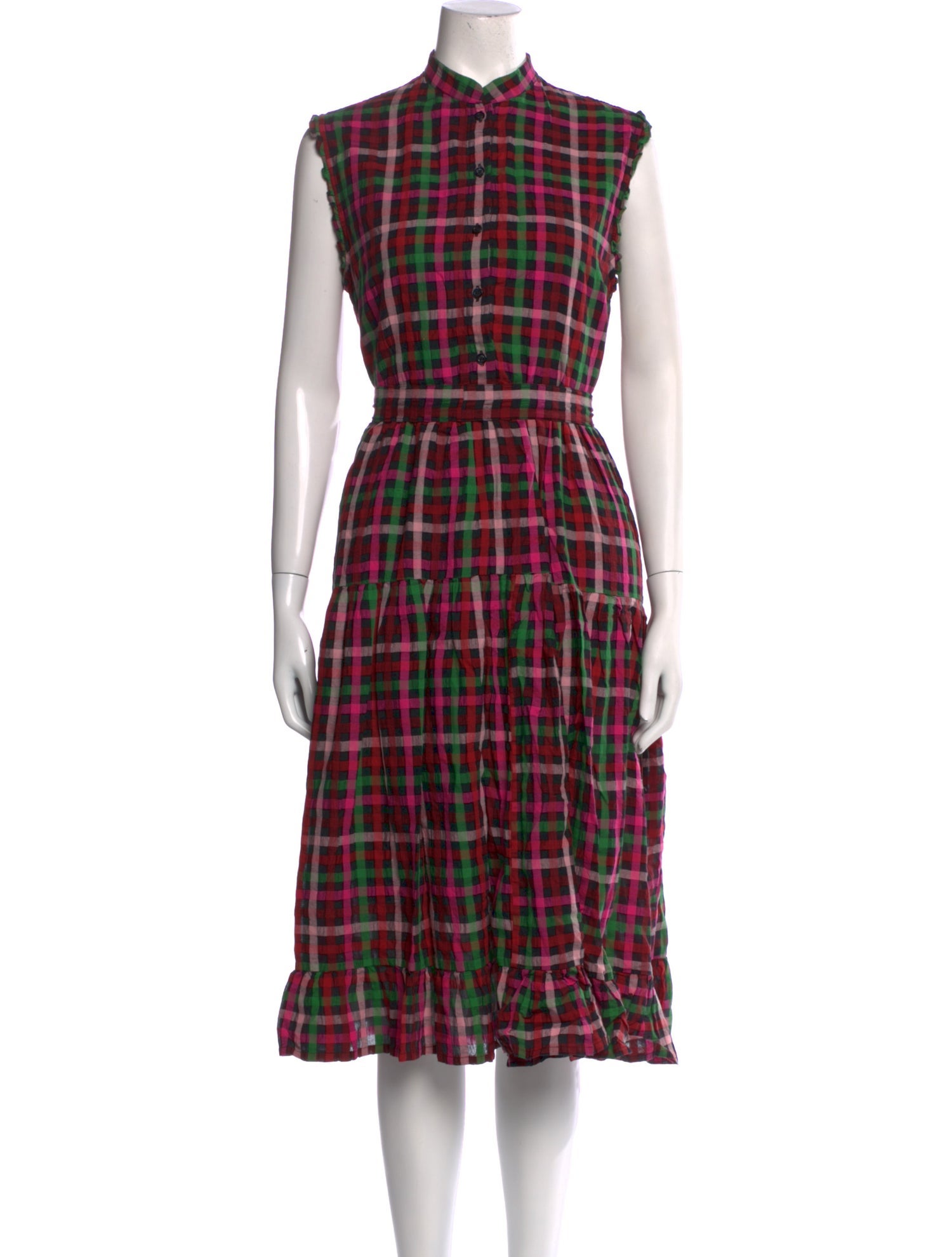 Mii Collection Plaid Print Midi Length Dress