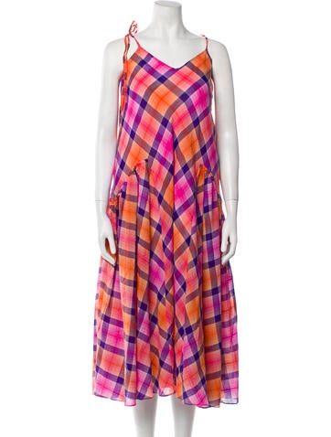 Mii Collection Dresses Plaid Print Midi Length Dress XS