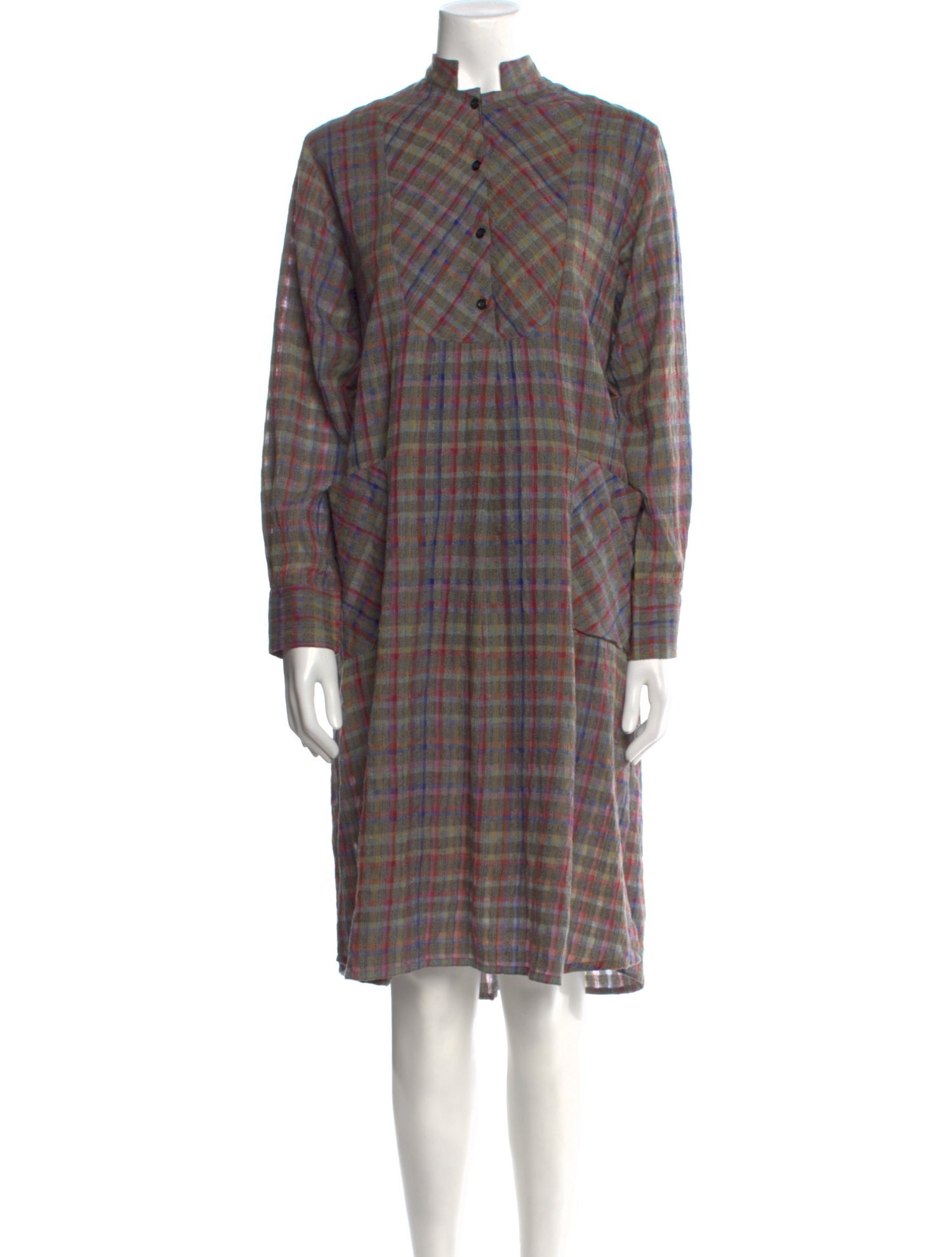 Mii Collection Plaid Print Midi Length Dress