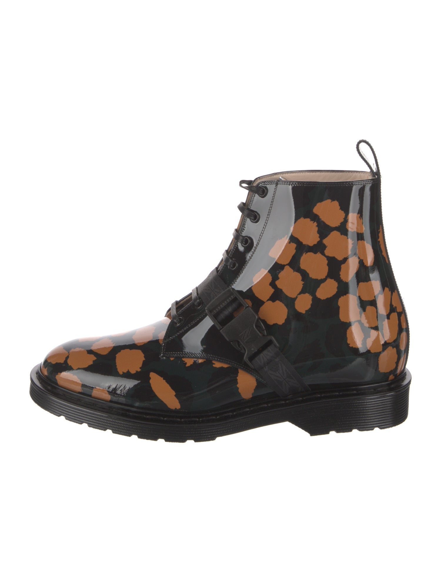 Marcell Von Berlin Patent Leather Printed Combat Boots